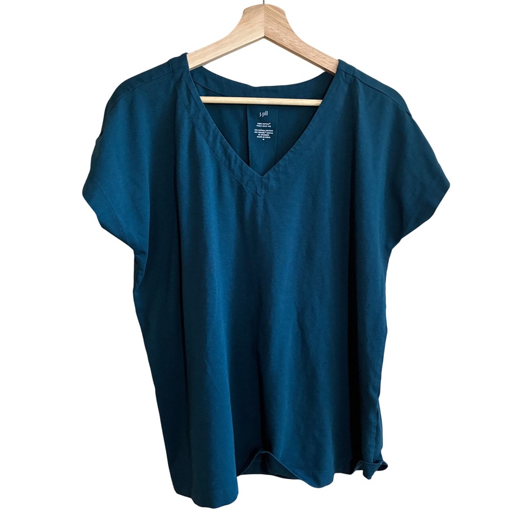 J. Jill Luxe Supima Pleat-Back Tee Medium Teal Women Supima Cotton Modal
